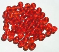50 8mm Round Transparent Orange Glass Beads